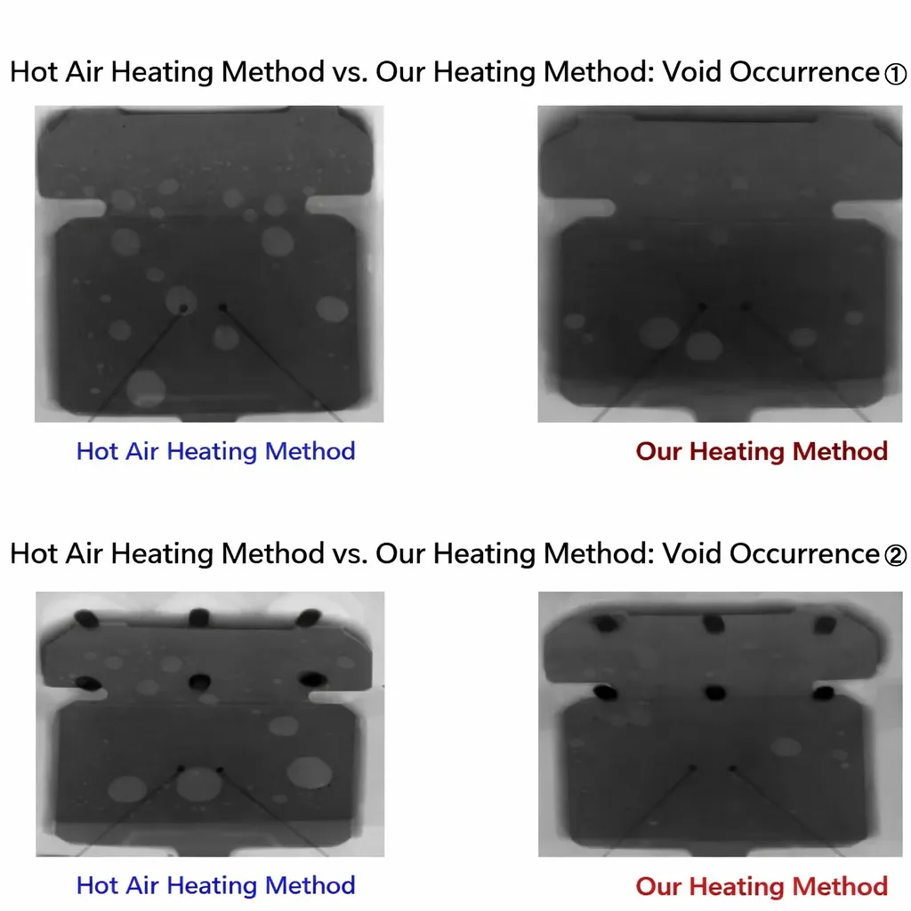 Comparison of void generation by heating method