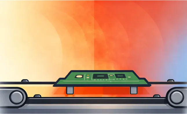 Image of convection inside a reflow oven due to strong hot air.