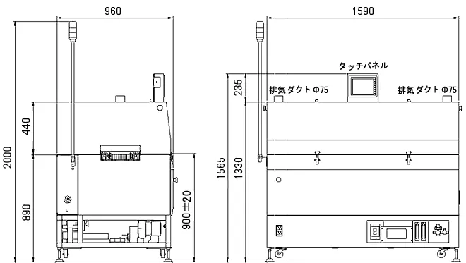 小型リフロー炉（N2対応）UNI-6116S外観図