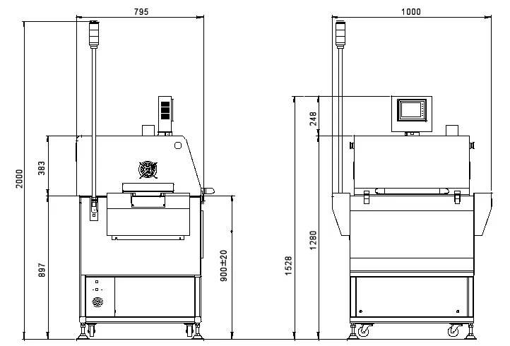 小型加熱炉（大気専用） HAS-3016外観寸法図
