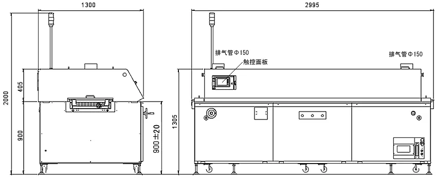 中型回流焊炉（兼容N2）SOL-6136N外形尺寸