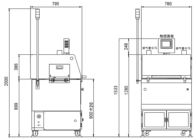 小型回流焊炉（兼容N2）UNI-3116H 外观尺寸图