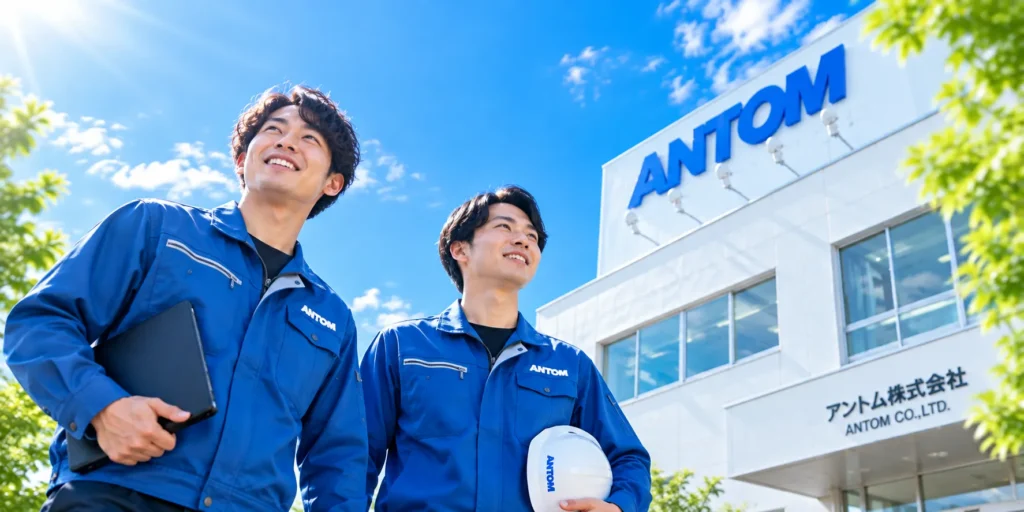 アントム株式会社で働く若手社員と横浜本社